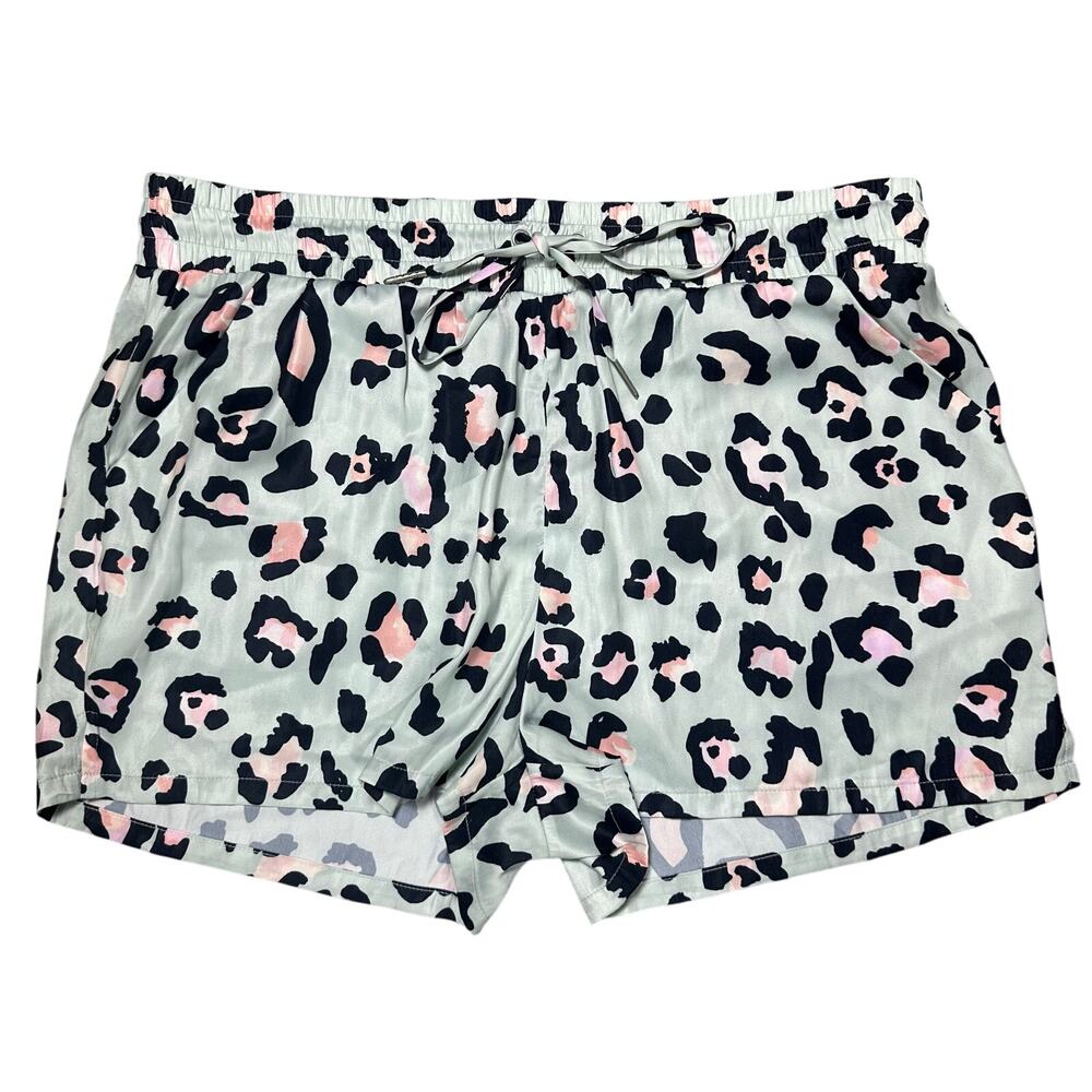 David Lerner Light Blue Leopard Print Sport Shorts NEW